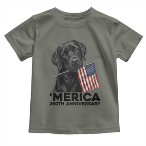 Patriotic Labrador Retriever Toddler T Shirt America 250th Anniversary Gift TS12 Military Green Print Your Wear