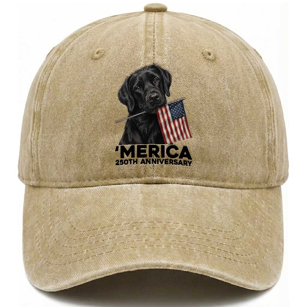 Patriotic Labrador Retriever Washed Cotton Baseball Cap America 250th Anniversary Gift TS12 Print Your Wear