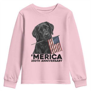 Patriotic Labrador Retriever Youth Sweatshirt America 250th Anniversary Gift TS12 Light Pink Print Your Wear