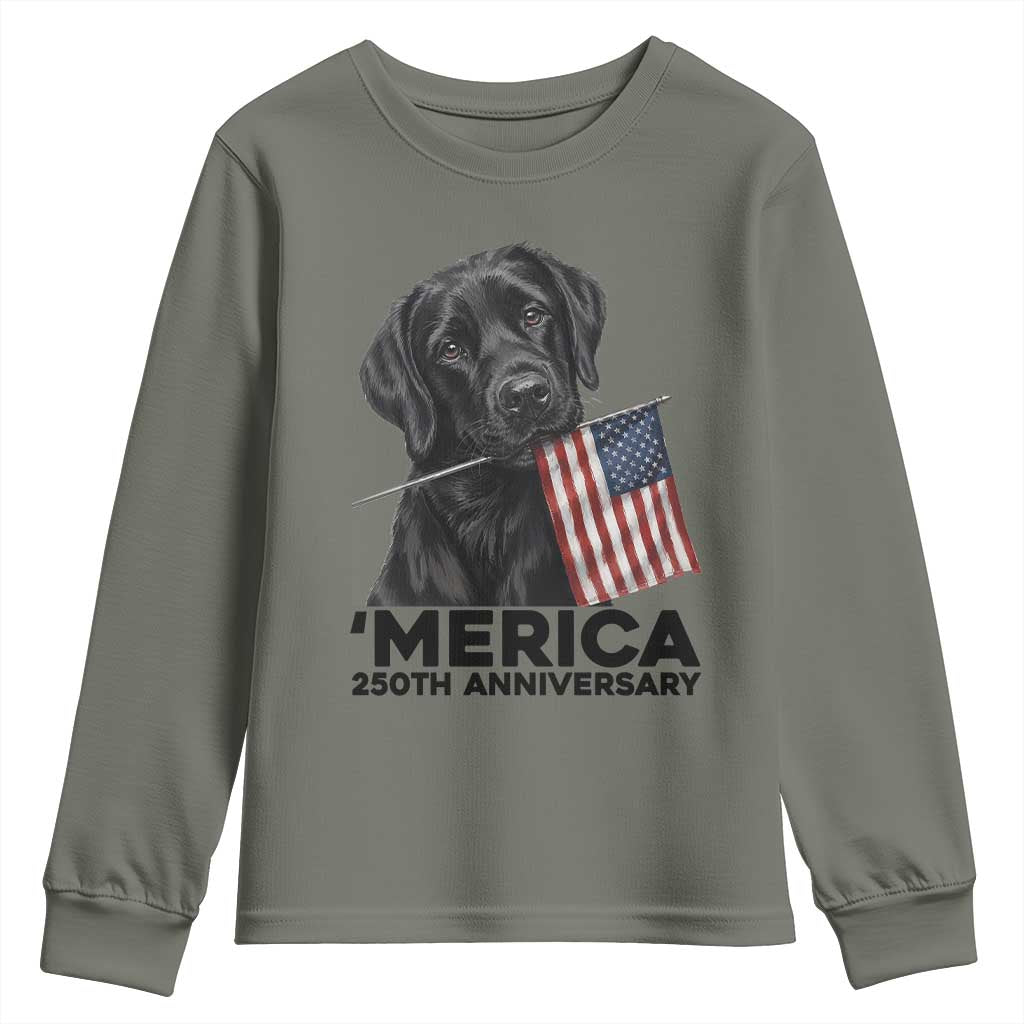 Patriotic Labrador Retriever Youth Sweatshirt America 250th Anniversary Gift TS12 Military Green Print Your Wear