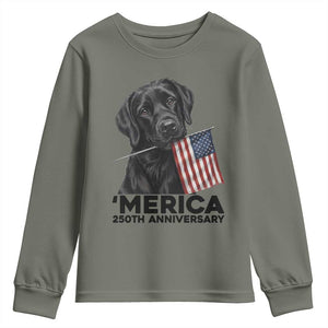 Patriotic Labrador Retriever Youth Sweatshirt America 250th Anniversary Gift TS12 Military Green Print Your Wear
