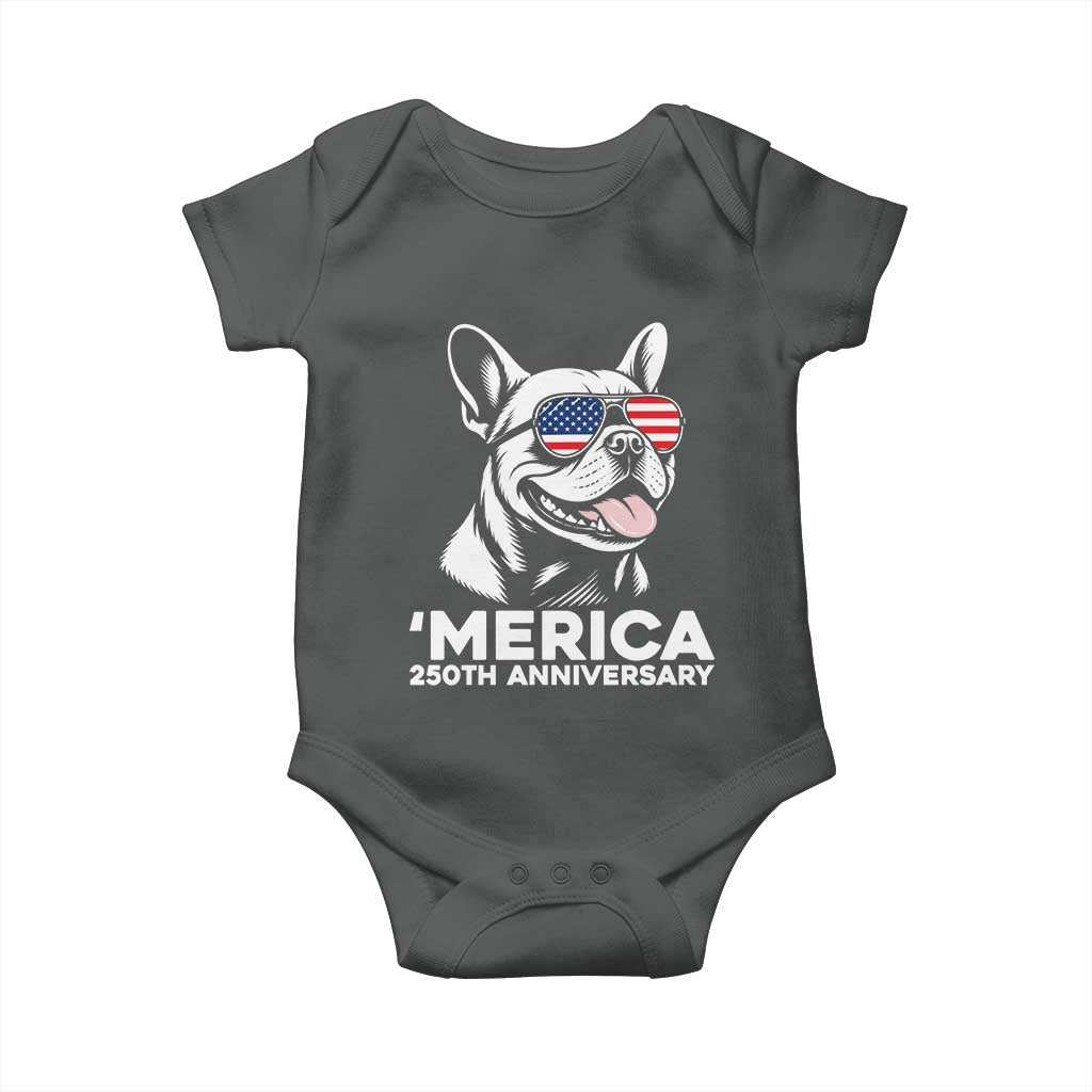 Merica French Bulldog Lover Baby Onesie 250th Anniversary Gift TS12 Dark Heather Print Your Wear