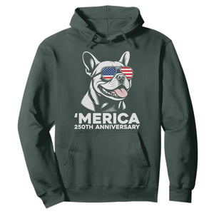 Merica French Bulldog Lover Hoodie 250th Anniversary Gift TS12 Dark Forest Green Print Your Wear