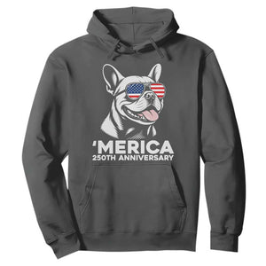 Merica French Bulldog Lover Hoodie 250th Anniversary Gift TS12 Dark Heather Print Your Wear