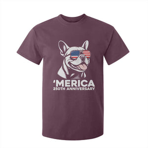 Merica French Bulldog Lover T Shirt For Kid 250th Anniversary Gift TS12 Maroon Print Your Wear