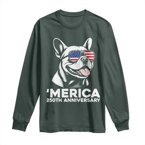 Merica French Bulldog Lover Long Sleeve Shirt 250th Anniversary Gift TS12 Dark Forest Green Print Your Wear