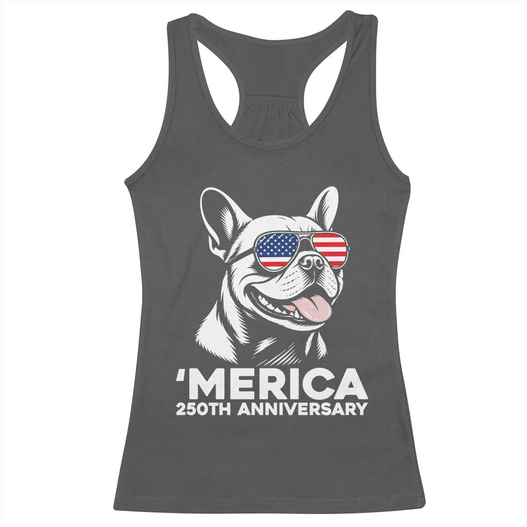 Merica French Bulldog Lover Racerback Tank Top 250th Anniversary Gift TS12 Dark Heather Print Your Wear