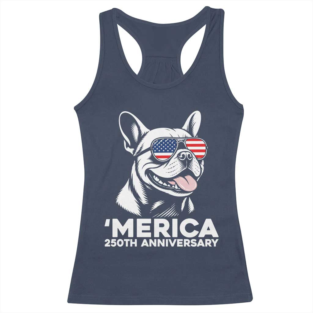Merica French Bulldog Lover Racerback Tank Top 250th Anniversary Gift TS12 Navy Print Your Wear