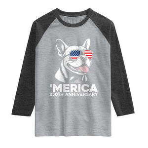 Merica French Bulldog Lover Raglan Shirt 250th Anniversary Gift TS12 Heather Gray Heather Charcoal Print Your Wear