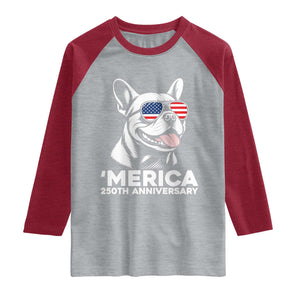 Merica French Bulldog Lover Raglan Shirt 250th Anniversary Gift TS12 Heather Gray Heather Red Print Your Wear