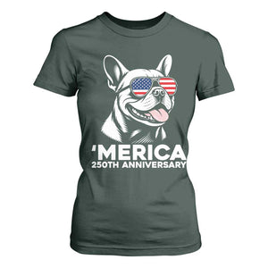 Merica French Bulldog Lover T Shirt For Women 250th Anniversary Gift TS12 Dark Forest Green Print Your Wear