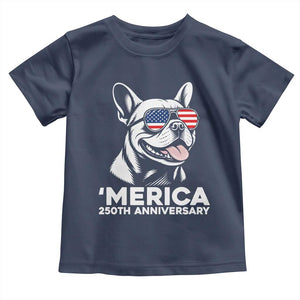 Merica French Bulldog Lover Toddler T Shirt 250th Anniversary Gift TS12 Navy Print Your Wear