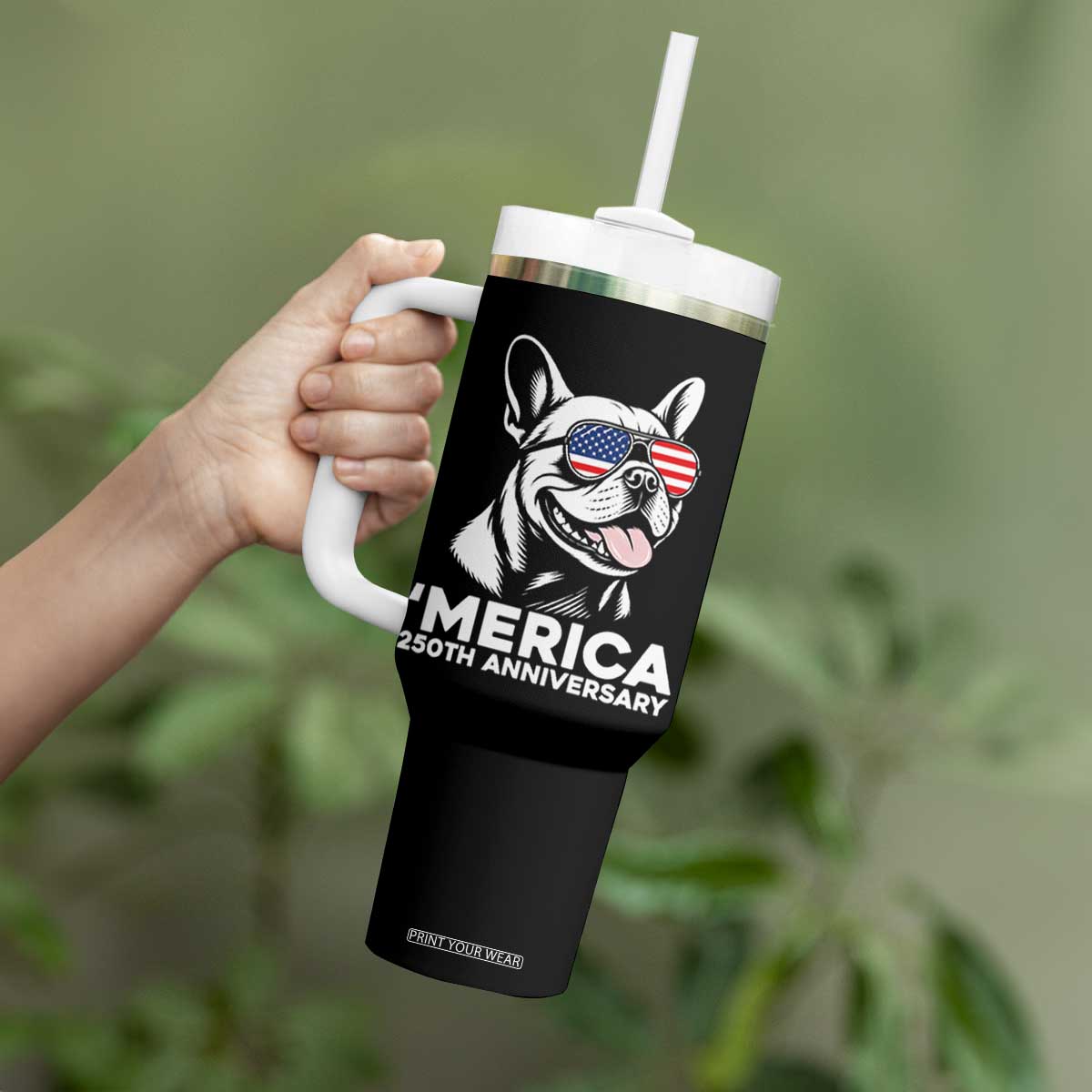 Merica French Bulldog Lover Tumbler With Handle 250th Anniversary Gift TS12 Print Your Wear