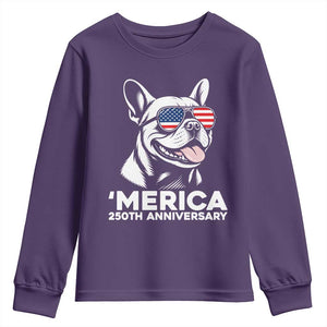 Merica French Bulldog Lover Youth Sweatshirt 250th Anniversary Gift TS12 Purple Print Your Wear