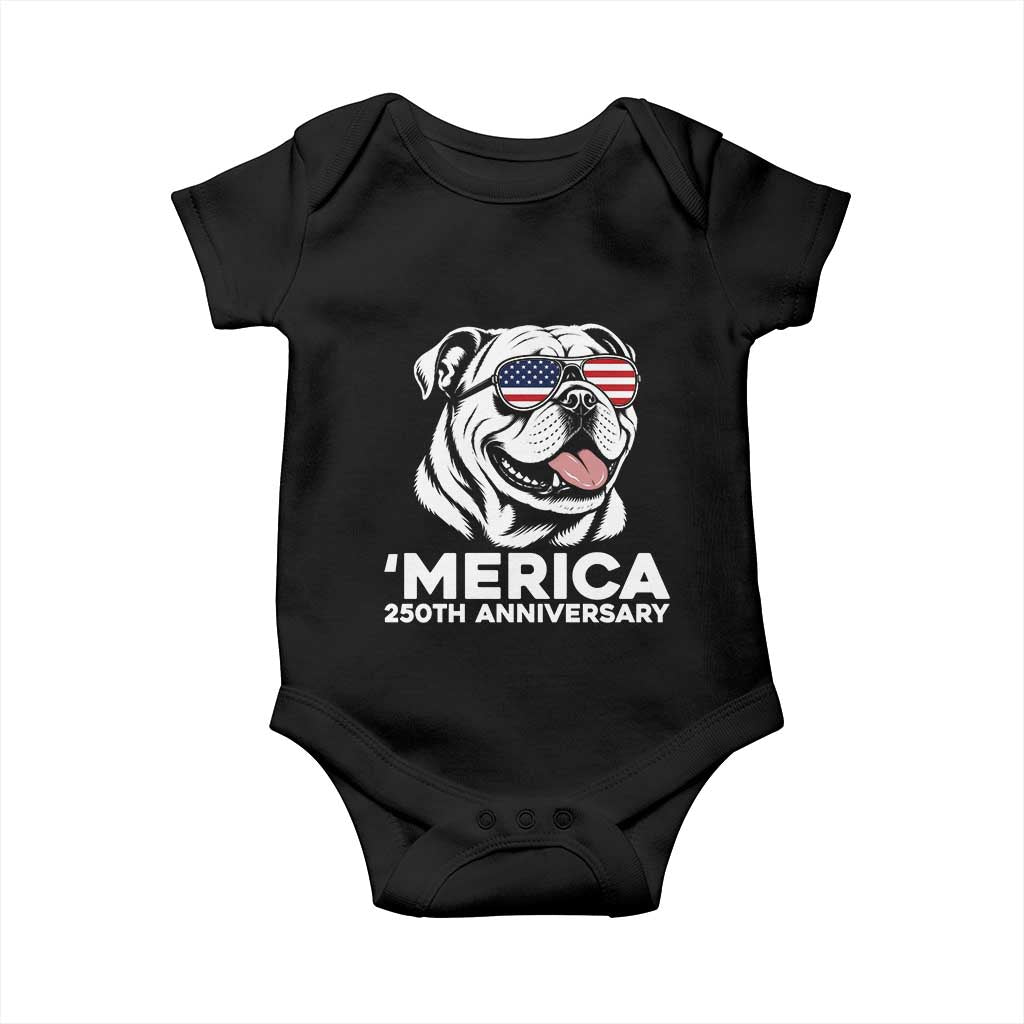 Merica English Bulldog Lover Baby Onesie 250th Anniversary Gift TS12 Black Print Your Wear