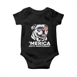 Merica English Bulldog Lover Baby Onesie 250th Anniversary Gift TS12 Black Print Your Wear