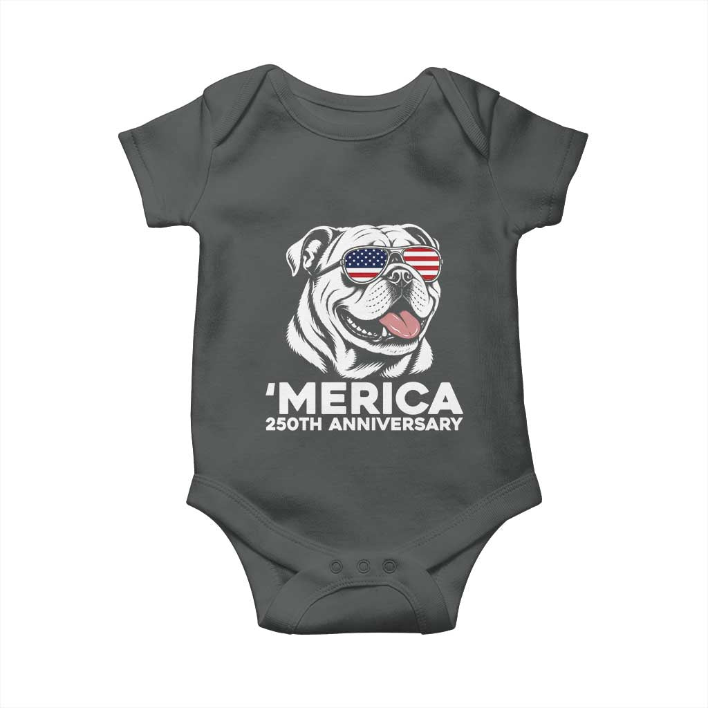 Merica English Bulldog Lover Baby Onesie 250th Anniversary Gift TS12 Dark Heather Print Your Wear
