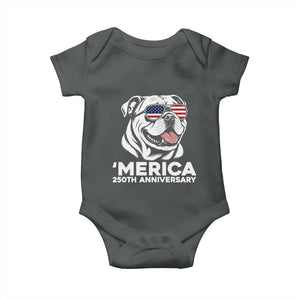 Merica English Bulldog Lover Baby Onesie 250th Anniversary Gift TS12 Dark Heather Print Your Wear