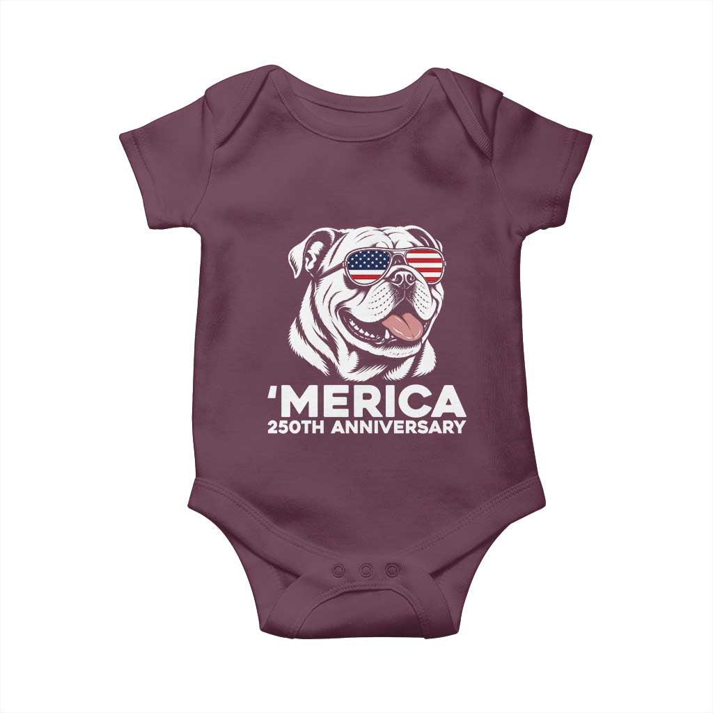 Merica English Bulldog Lover Baby Onesie 250th Anniversary Gift TS12 Maroon Print Your Wear