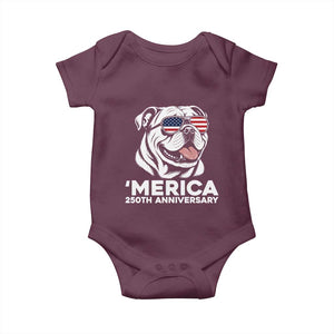 Merica English Bulldog Lover Baby Onesie 250th Anniversary Gift TS12 Maroon Print Your Wear