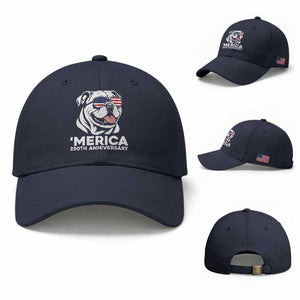 Merica English Bulldog Lover Baseball Cap 250th Anniversary Gift TS12 Baseball Cap Universal Fit Navy Print Your Wear