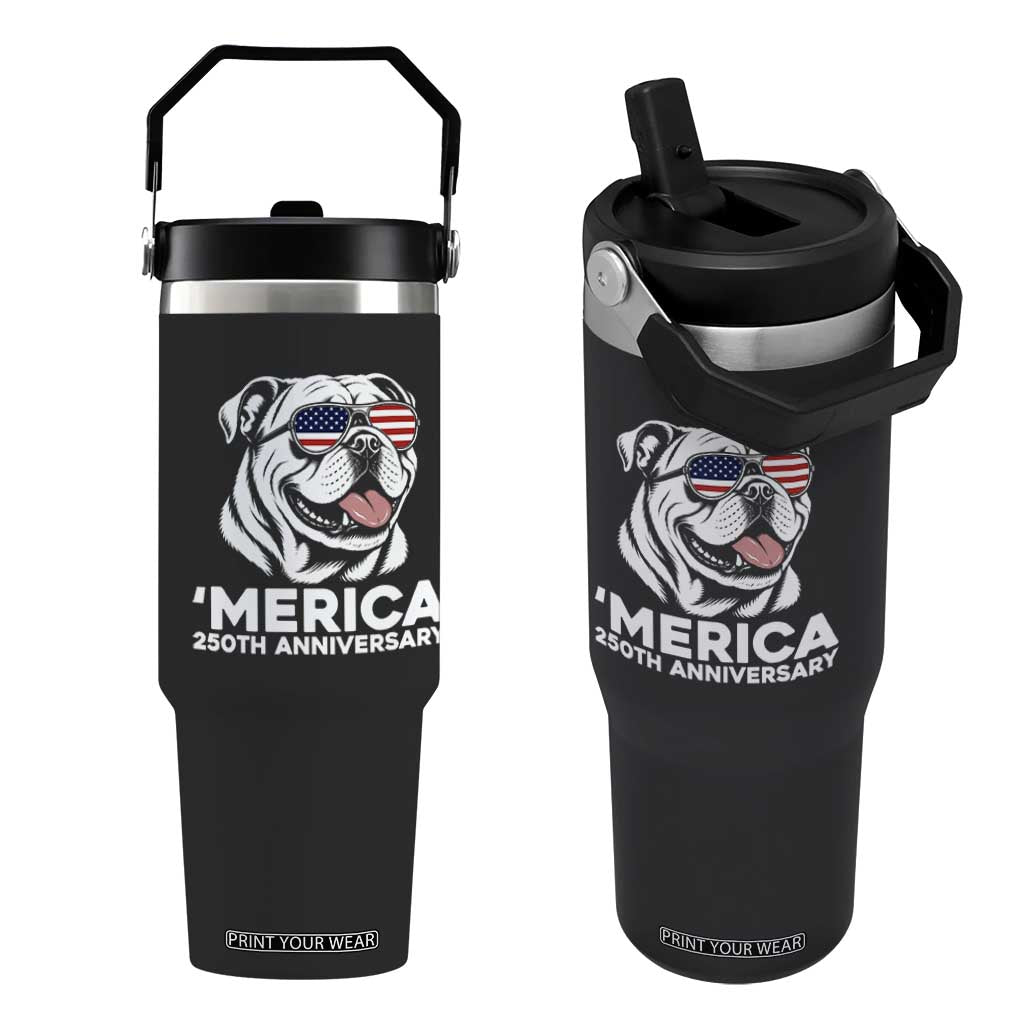 Merica English Bulldog Lover Flip Straw Tumbler 250th Anniversary Gift TS12 One Size: 30 oz Black Print Your Wear