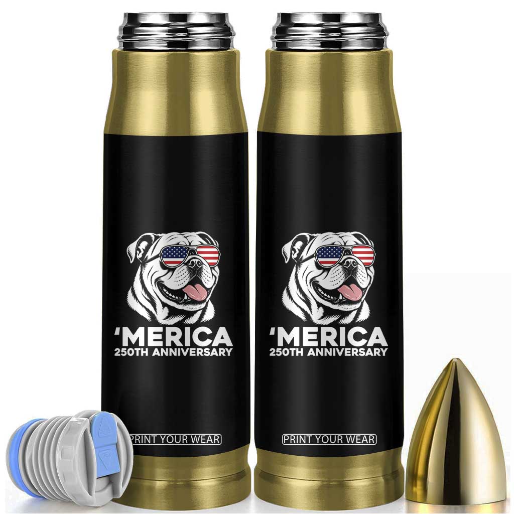 Merica English Bulldog Lover Bullet Tumbler 250th Anniversary Gift TS12 Black Print Your Wear