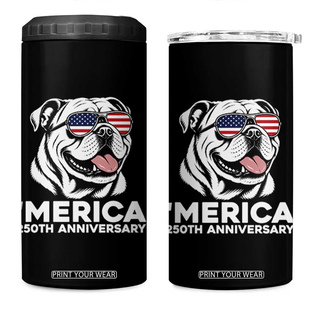 Merica English Bulldog Lover 4 in 1 Can Cooler Tumbler 250th Anniversary Gift TS12 One Size: 16 oz Black Print Your Wear