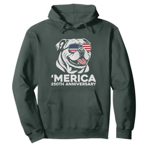 Merica English Bulldog Lover Hoodie 250th Anniversary Gift TS12 Dark Forest Green Print Your Wear