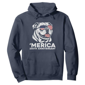 Merica English Bulldog Lover Hoodie 250th Anniversary Gift TS12 Navy Print Your Wear