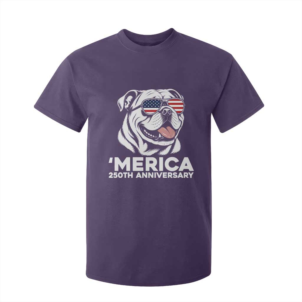 Merica English Bulldog Lover T Shirt For Kid 250th Anniversary Gift TS12 Purple Print Your Wear