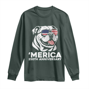 Merica English Bulldog Lover Long Sleeve Shirt 250th Anniversary Gift TS12 Dark Forest Green Print Your Wear