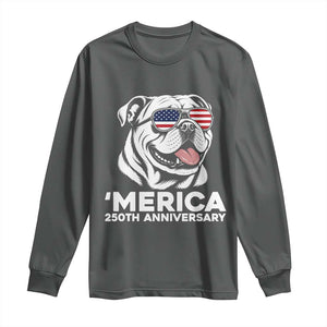 Merica English Bulldog Lover Long Sleeve Shirt 250th Anniversary Gift TS12 Dark Heather Print Your Wear