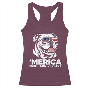 Merica English Bulldog Lover Racerback Tank Top 250th Anniversary Gift TS12 Maroon Print Your Wear