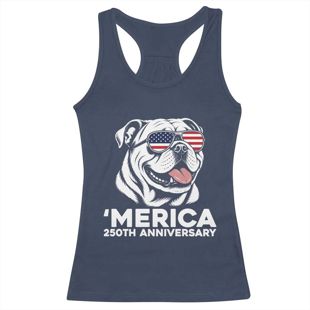 Merica English Bulldog Lover Racerback Tank Top 250th Anniversary Gift TS12 Navy Print Your Wear