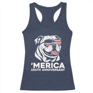 Merica English Bulldog Lover Racerback Tank Top 250th Anniversary Gift TS12 Navy Print Your Wear