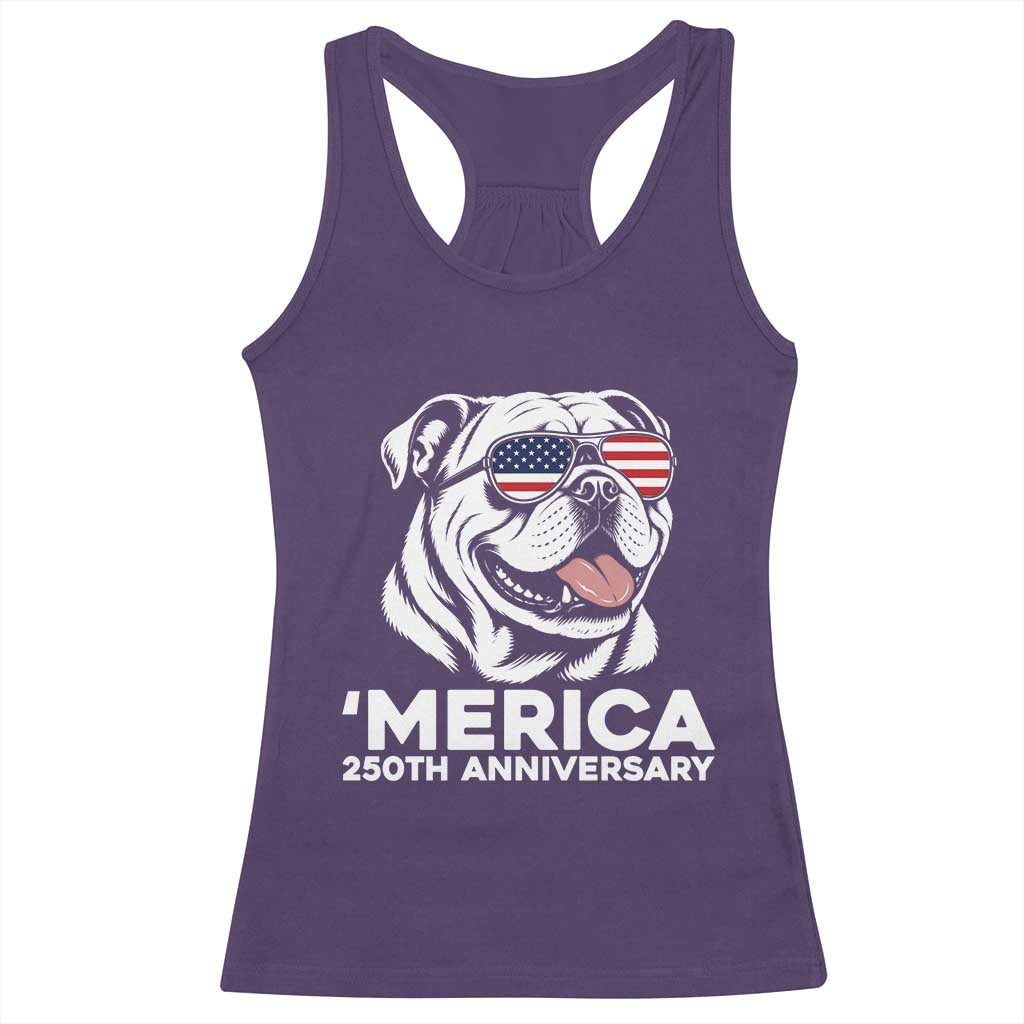 Merica English Bulldog Lover Racerback Tank Top 250th Anniversary Gift TS12 Purple Print Your Wear