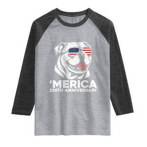 Merica English Bulldog Lover Raglan Shirt 250th Anniversary Gift TS12 Heather Gray Heather Charcoal Print Your Wear