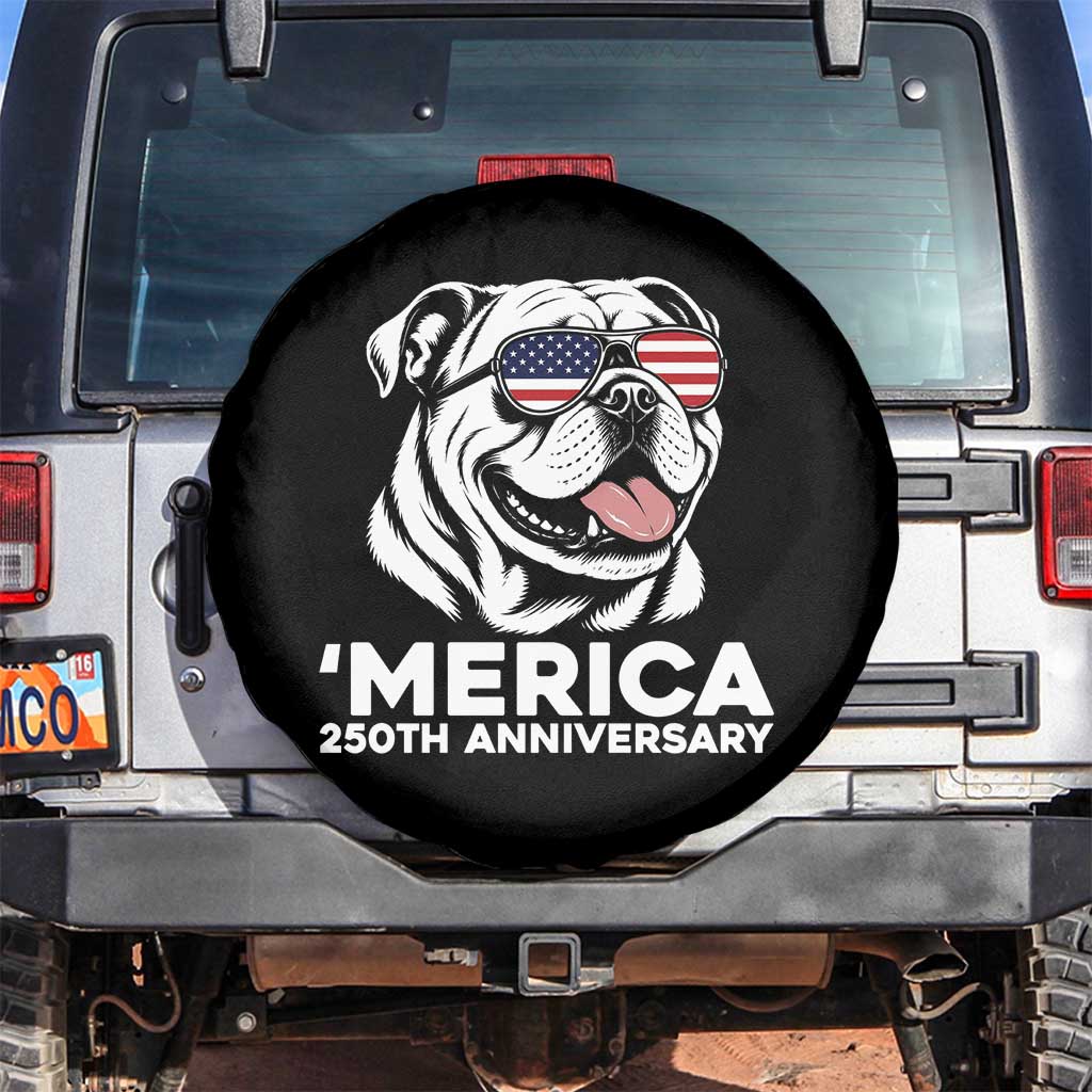 Merica English Bulldog Lover Spare Tire Cover 250th Anniversary Gift TS12 No hole Black Print Your Wear