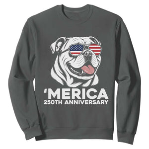 Merica English Bulldog Lover Sweatshirt 250th Anniversary Gift TS12 Dark Heather Print Your Wear