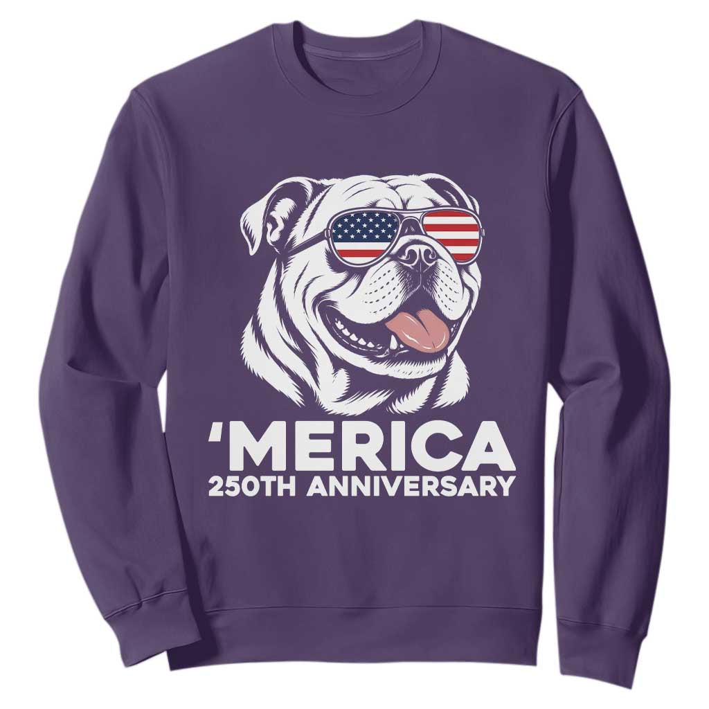 Merica English Bulldog Lover Sweatshirt 250th Anniversary Gift TS12 Purple Print Your Wear