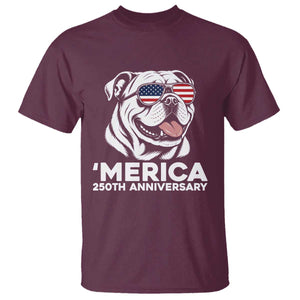 Merica English Bulldog Lover T Shirt 250th Anniversary Gift TS12 Maroon Print Your Wear