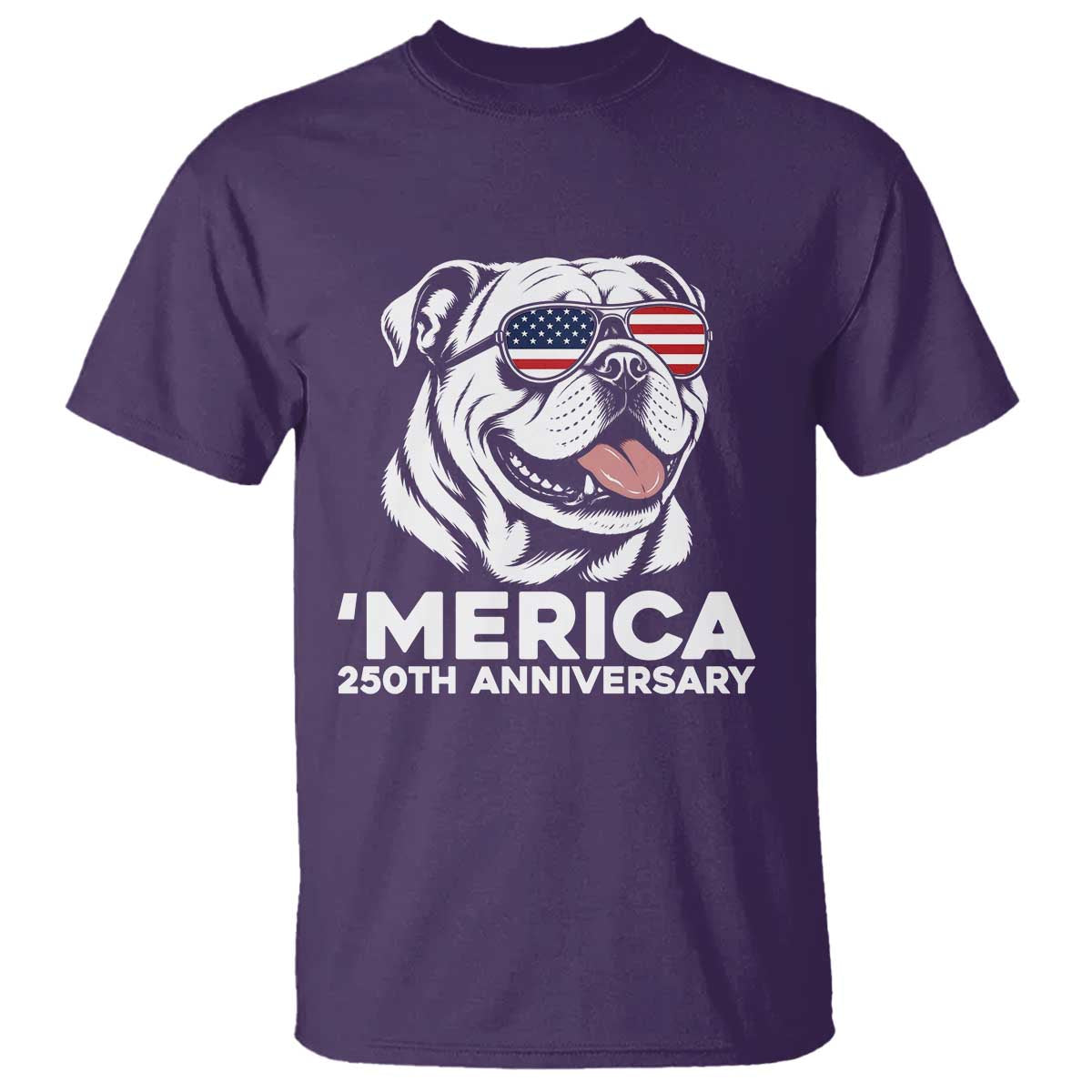 Merica English Bulldog Lover T Shirt 250th Anniversary Gift TS12 Purple Print Your Wear