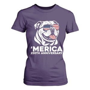 Merica English Bulldog Lover T Shirt For Women 250th Anniversary Gift TS12 Purple Print Your Wear
