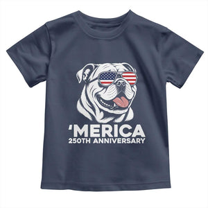 Merica English Bulldog Lover Toddler T Shirt 250th Anniversary Gift TS12 Navy Print Your Wear