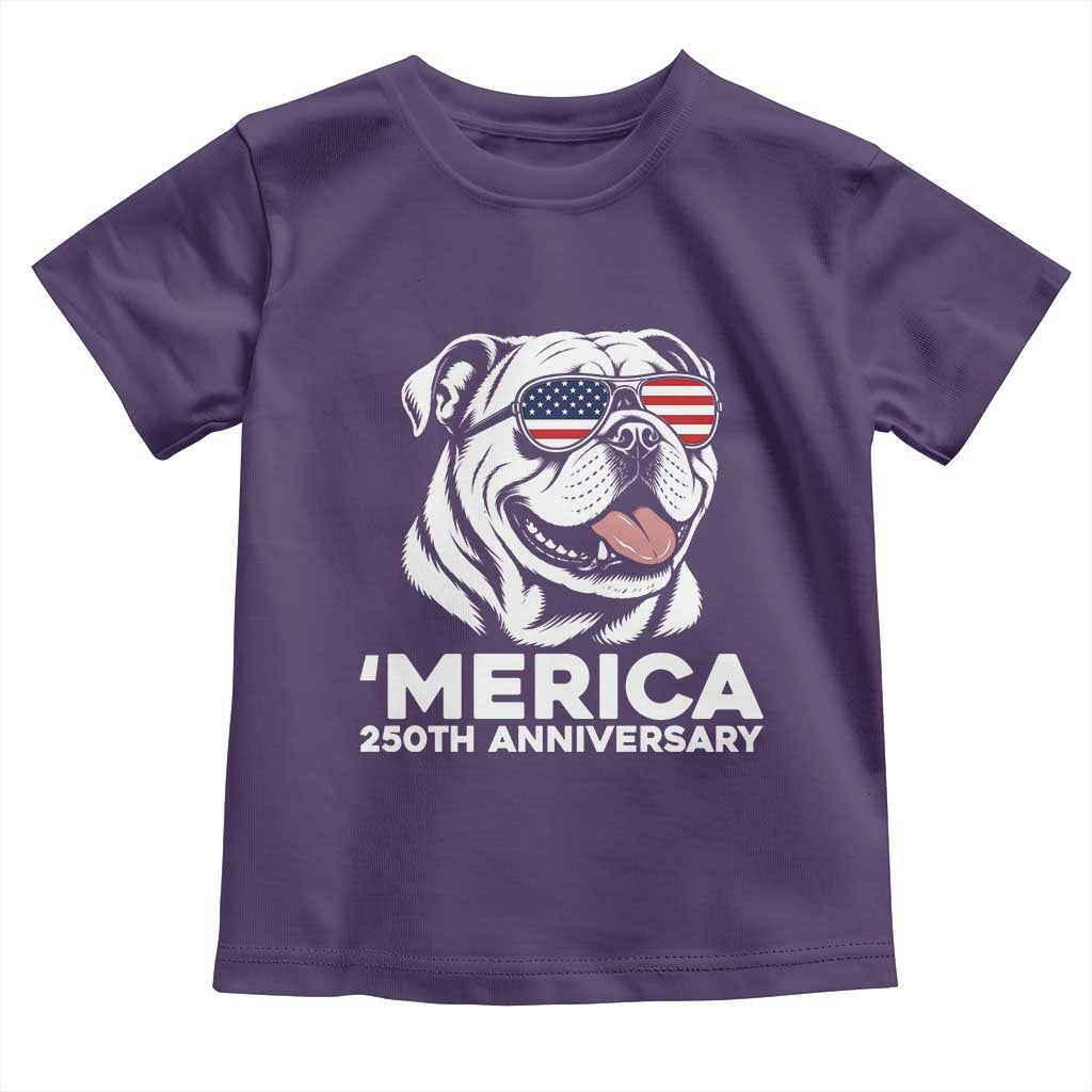 Merica English Bulldog Lover Toddler T Shirt 250th Anniversary Gift TS12 Purple Print Your Wear