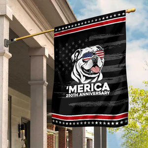 Merica English Bulldog Lover Patriotic Garden Flag 250th Anniversary Gift TS12 Distressed Black Red Print Your Wear