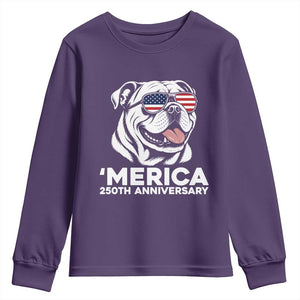 Merica English Bulldog Lover Youth Sweatshirt 250th Anniversary Gift TS12 Purple Print Your Wear