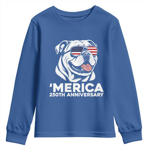 Merica English Bulldog Lover Youth Sweatshirt 250th Anniversary Gift TS12 Royal Blue Print Your Wear