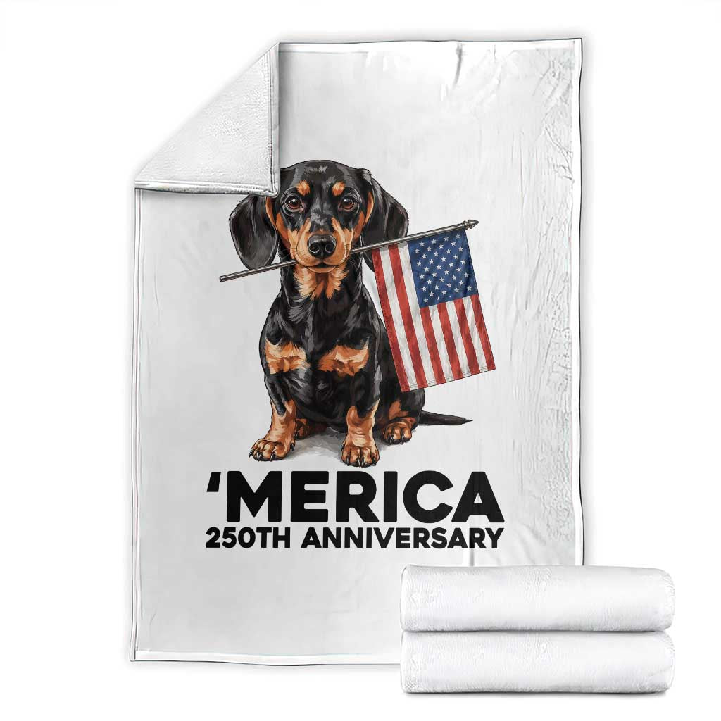 Merica Dachshund Lover Throw Blanket 250th Anniversary Gift TS12 White Print Your Wear